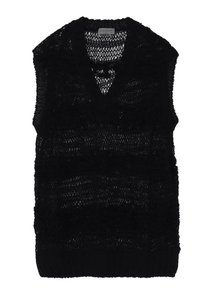 5G 2PLY DROP KNIT STRIPE V NECK PATTERN VEST