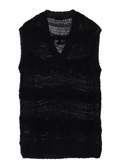 5G 2PLY DROP KNIT STRIPE V NECK PATTERN VEST