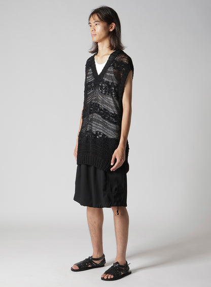 5G 2PLY DROP KNIT STRIPE V NECK PATTERN VEST