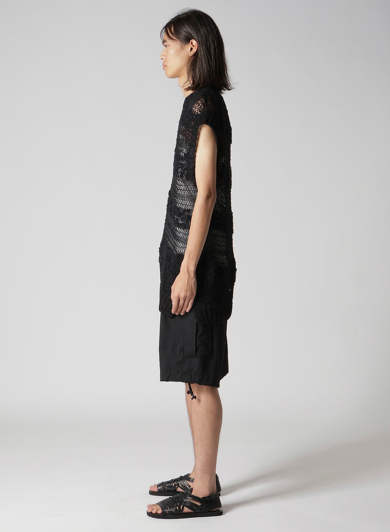 5G 2PLY DROP KNIT STRIPE V NECK PATTERN VEST