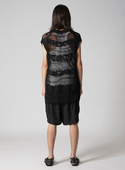 5G 2PLY DROP KNIT STRIPE V NECK PATTERN VEST