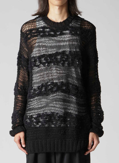 5G 2PLY DROP KNIT STRIPE ROUND NECK PATTERN PO