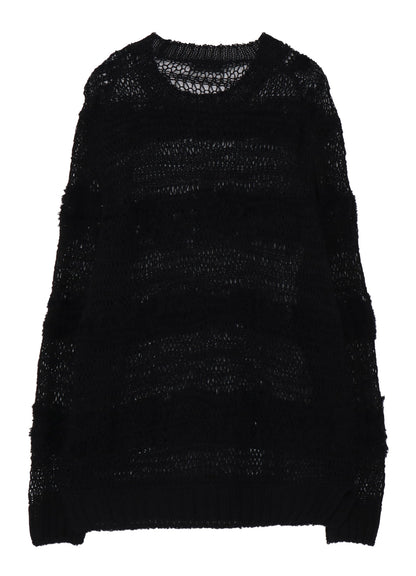 5G 2PLY DROP KNIT STRIPE ROUND NECK PATTERN PO