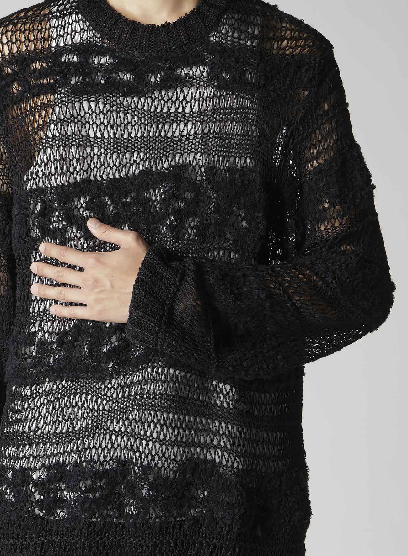 5G 2PLY DROP KNIT STRIPE ROUND NECK PATTERN PO