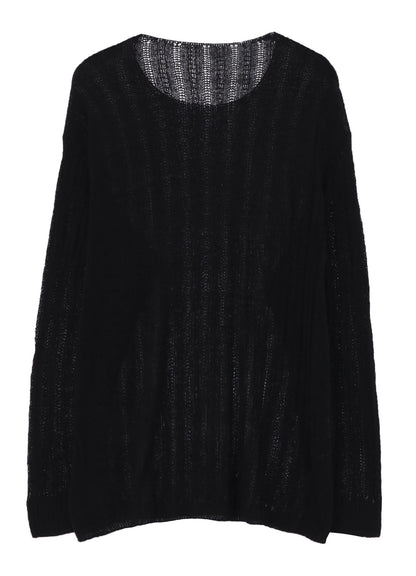 7G 1PLY PS+POST STITCH ROUND NECK PULL OVER