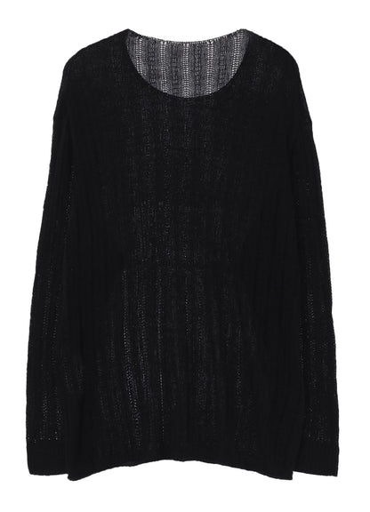 7G 1PLY PS+POST STITCH ROUND NECK PULL OVER