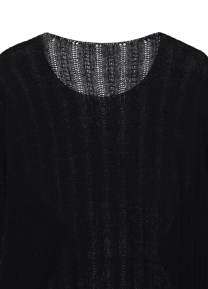 7G 1PLY PS+POST STITCH ROUND NECK PULL OVER