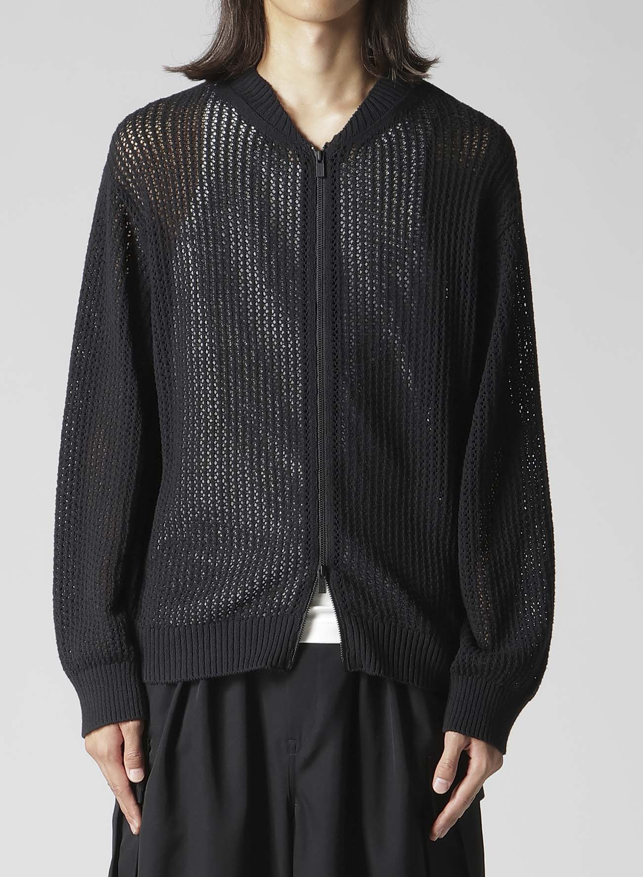 7G 1PLY OPENWORK ZIP BLOUSON