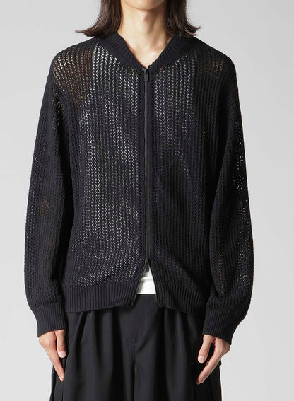 7G 1PLY OPENWORK ZIP BLOUSON