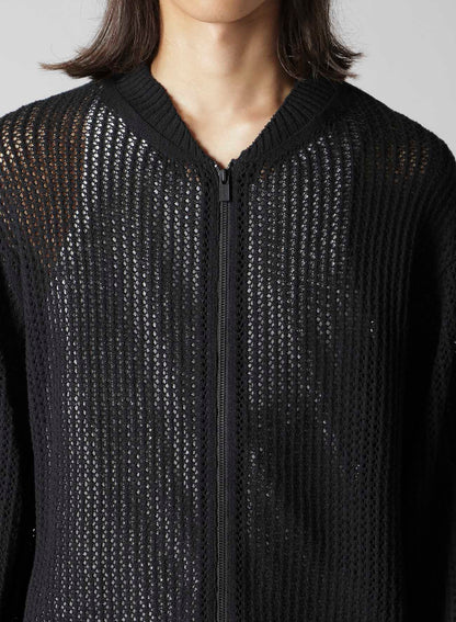 7G 1PLY OPENWORK ZIP BLOUSON