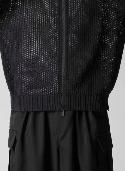 7G 1PLY OPENWORK ZIP BLOUSON