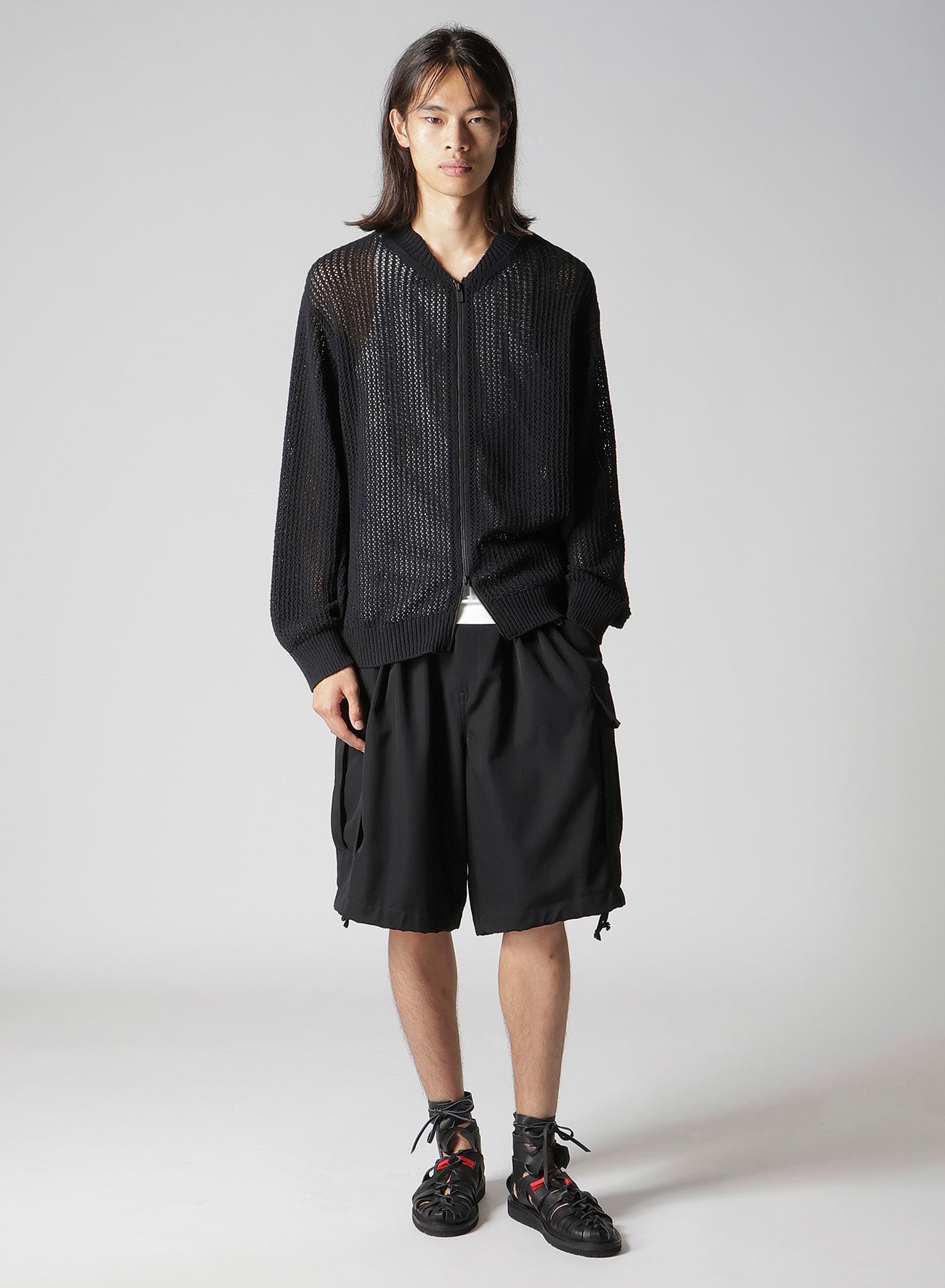 7G 1PLY OPENWORK ZIP BLOUSON