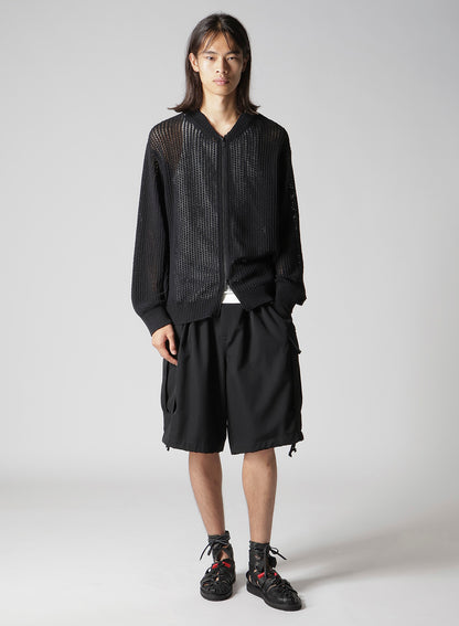 7G 1PLY OPENWORK ZIP BLOUSON