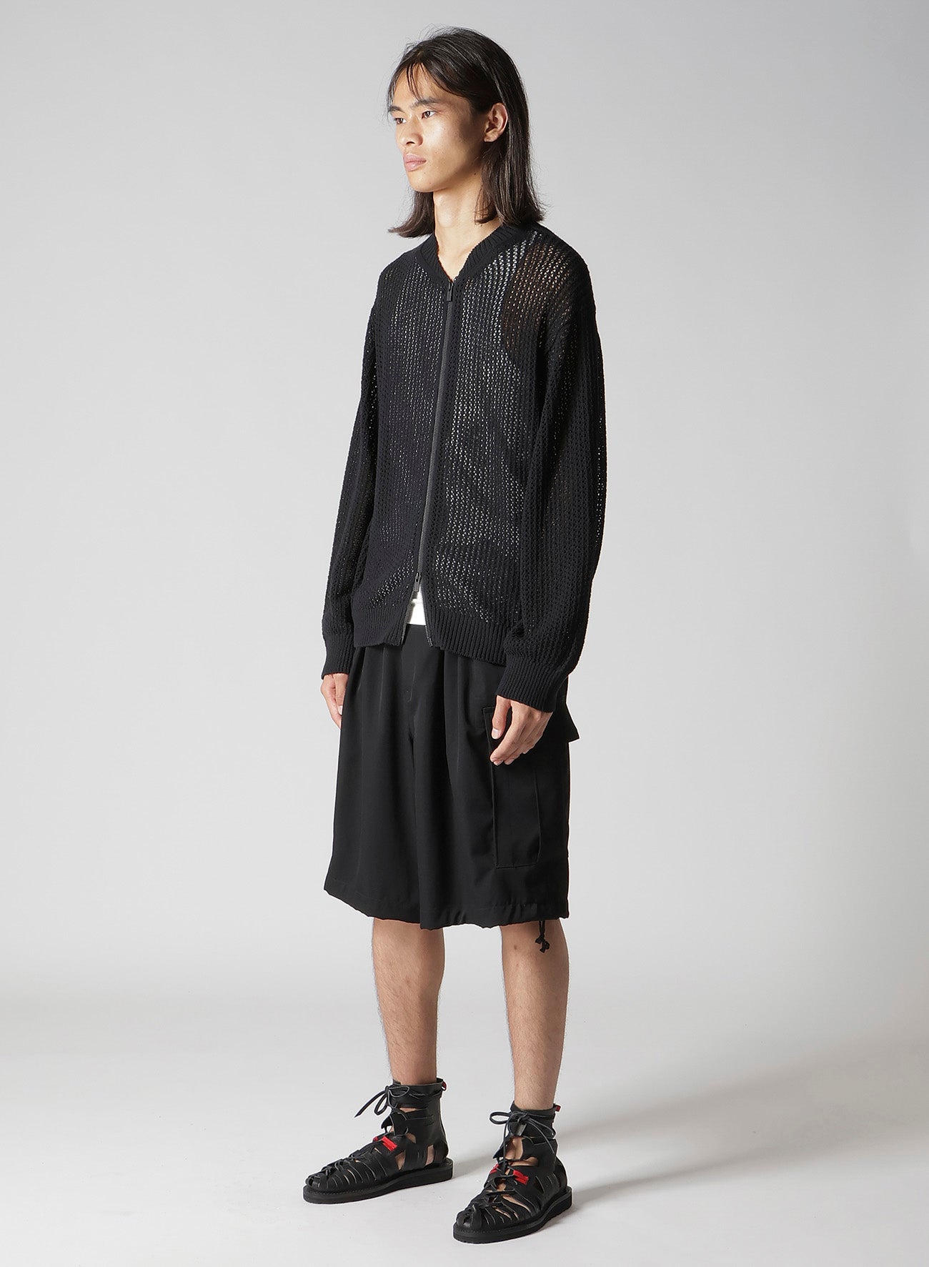 7G 1PLY OPENWORK ZIP BLOUSON