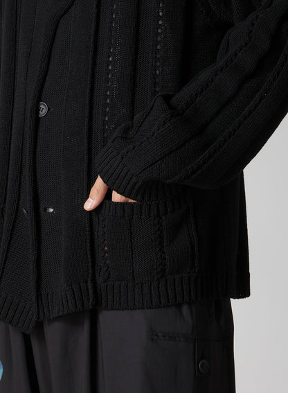 5G 1PLY OPENWORK RIB CARDIGAN