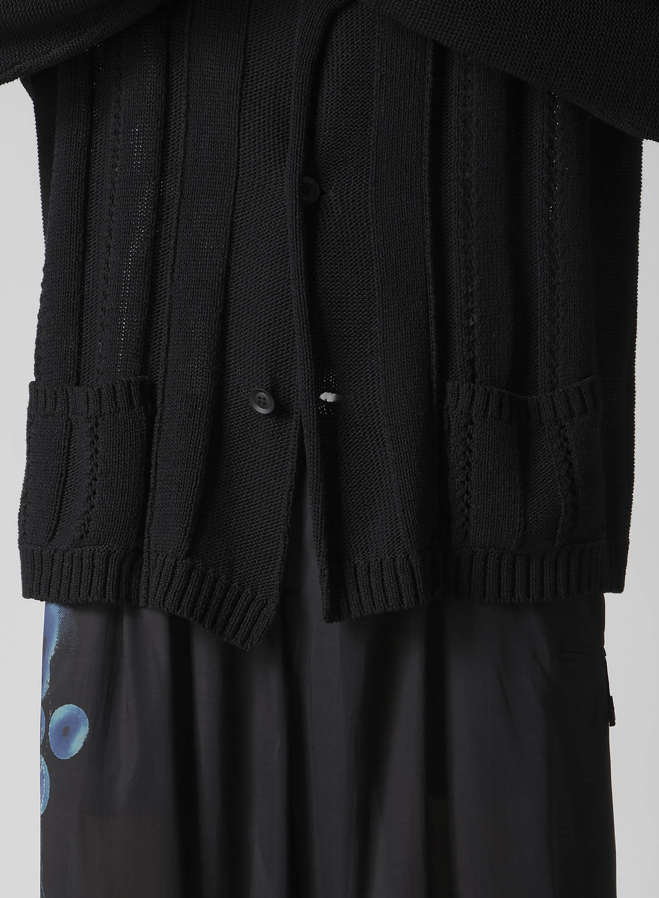 5G 1PLY OPENWORK RIB CARDIGAN