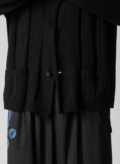 5G 1PLY OPENWORK RIB CARDIGAN