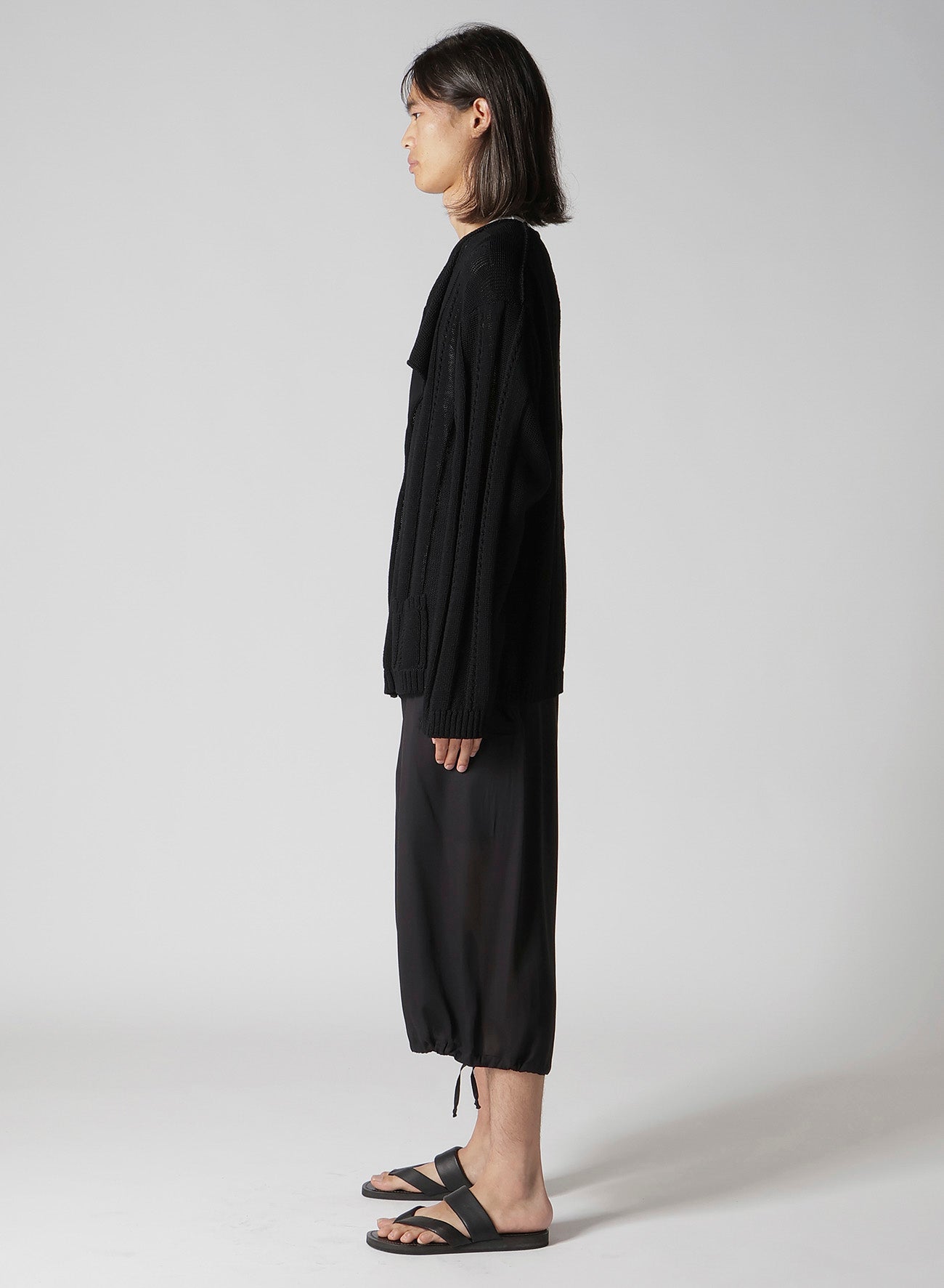 5G 1PLY OPENWORK RIB CARDIGAN