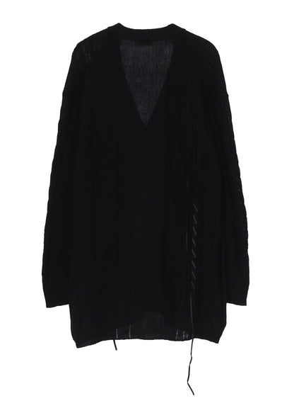 5G 2PLY DROP STITCH LEATHER STRING V NECK CD