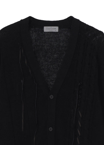 5G 2PLY DROP STITCH LEATHER STRING V NECK CD