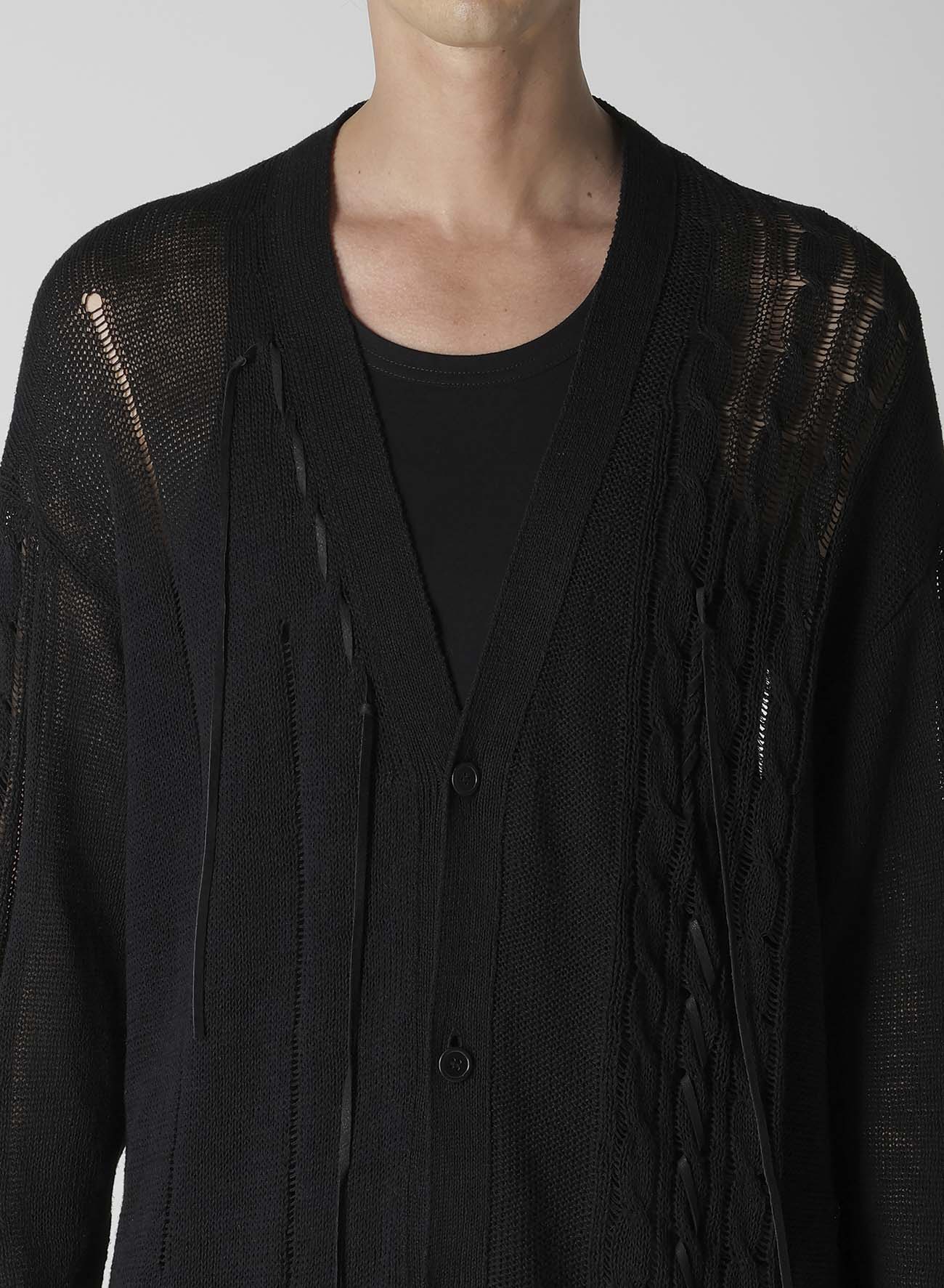 5G 2PLY DROP STITCH LEATHER STRING V NECK CD – THE SHOP YOHJI YAMAMOTO