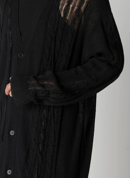 5G 2PLY DROP STITCH LEATHER STRING V NECK CD