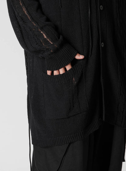 5G 2PLY DROP STITCH LEATHER STRING V NECK CD