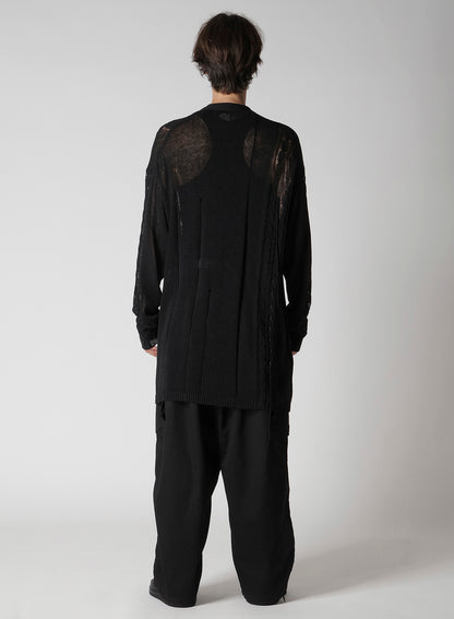 5G 2PLY DROP STITCH LEATHER STRING V NECK CD