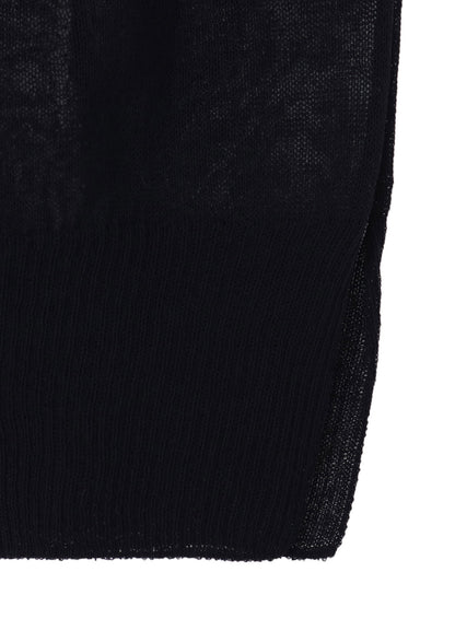 OPENWORK+HOLE DAMAGED ROUND NECK CARDIGAN