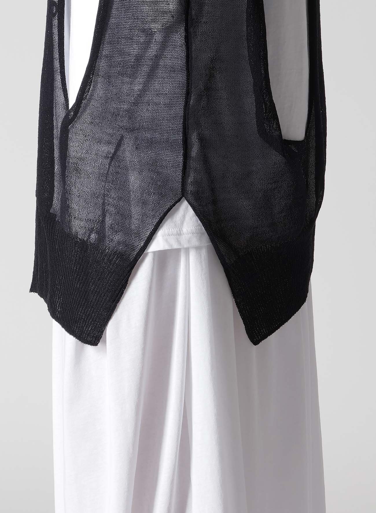 OPENWORK+HOLE DAMAGED ROUND NECK CARDIGAN