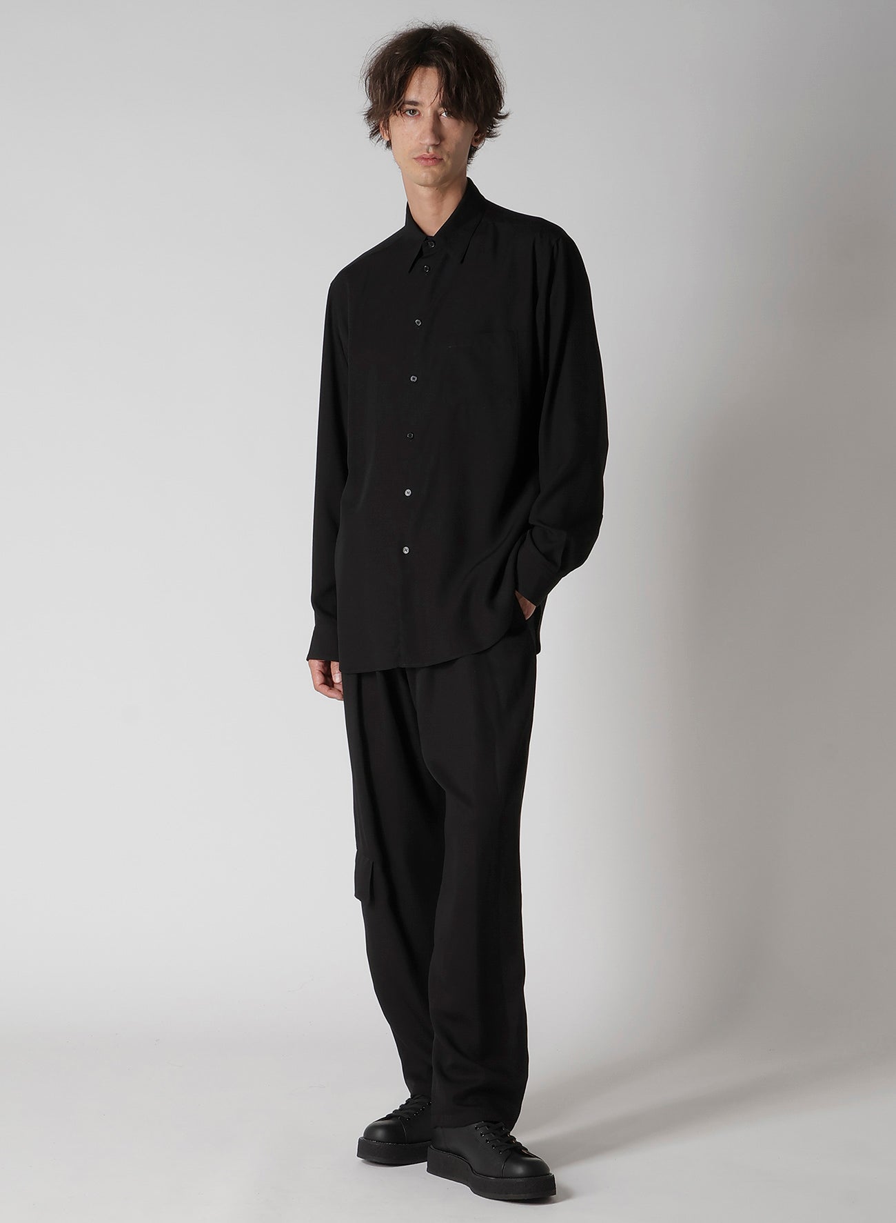 RE CELLULOSE GABARDINE RIBBED FLAP POCKET PANTS