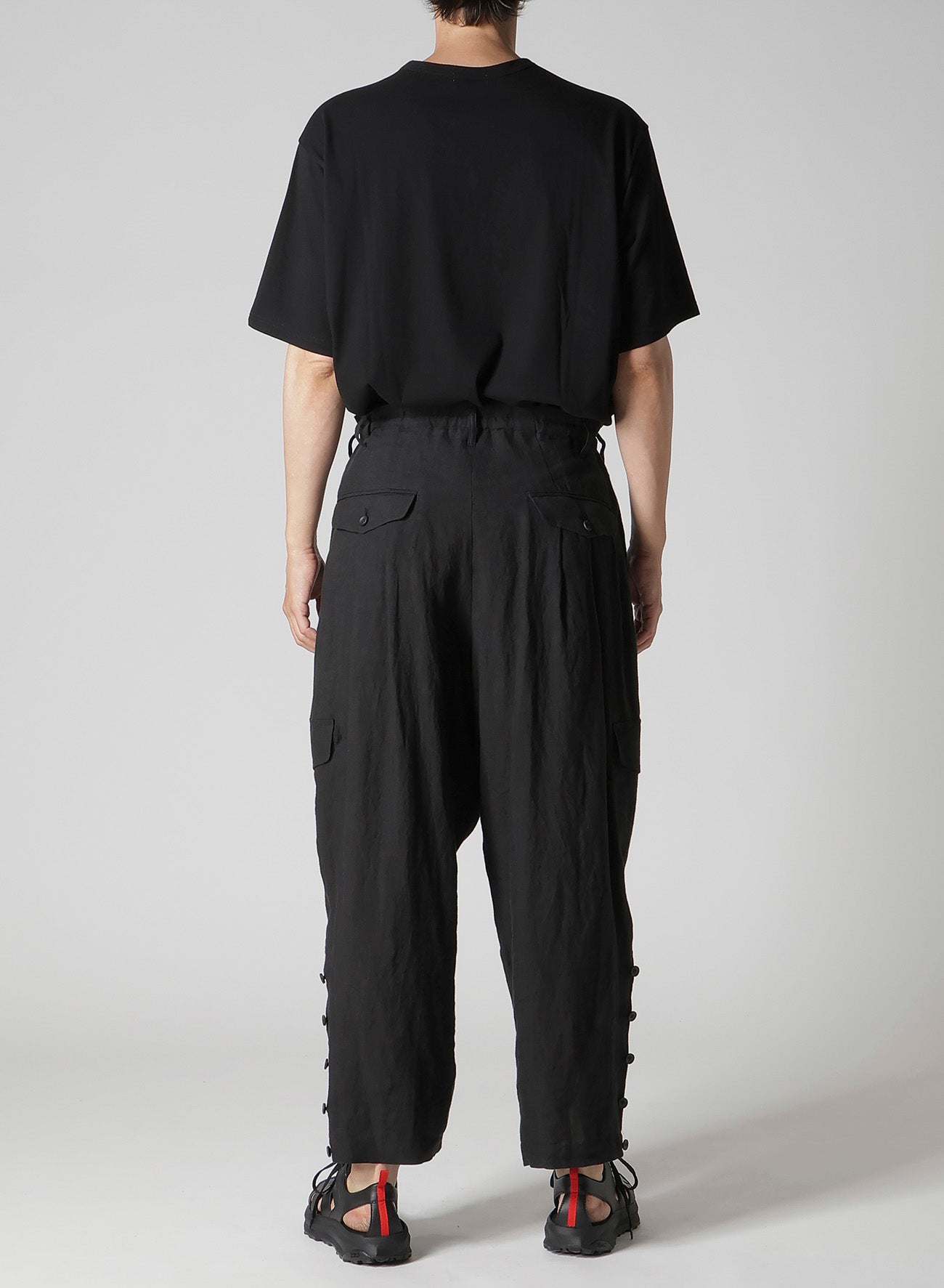 LINEN CLOTH ADJUSTABLE HEM PANTS
