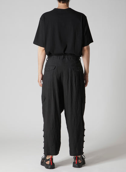 LINEN CLOTH ADJUSTABLE HEM PANTS