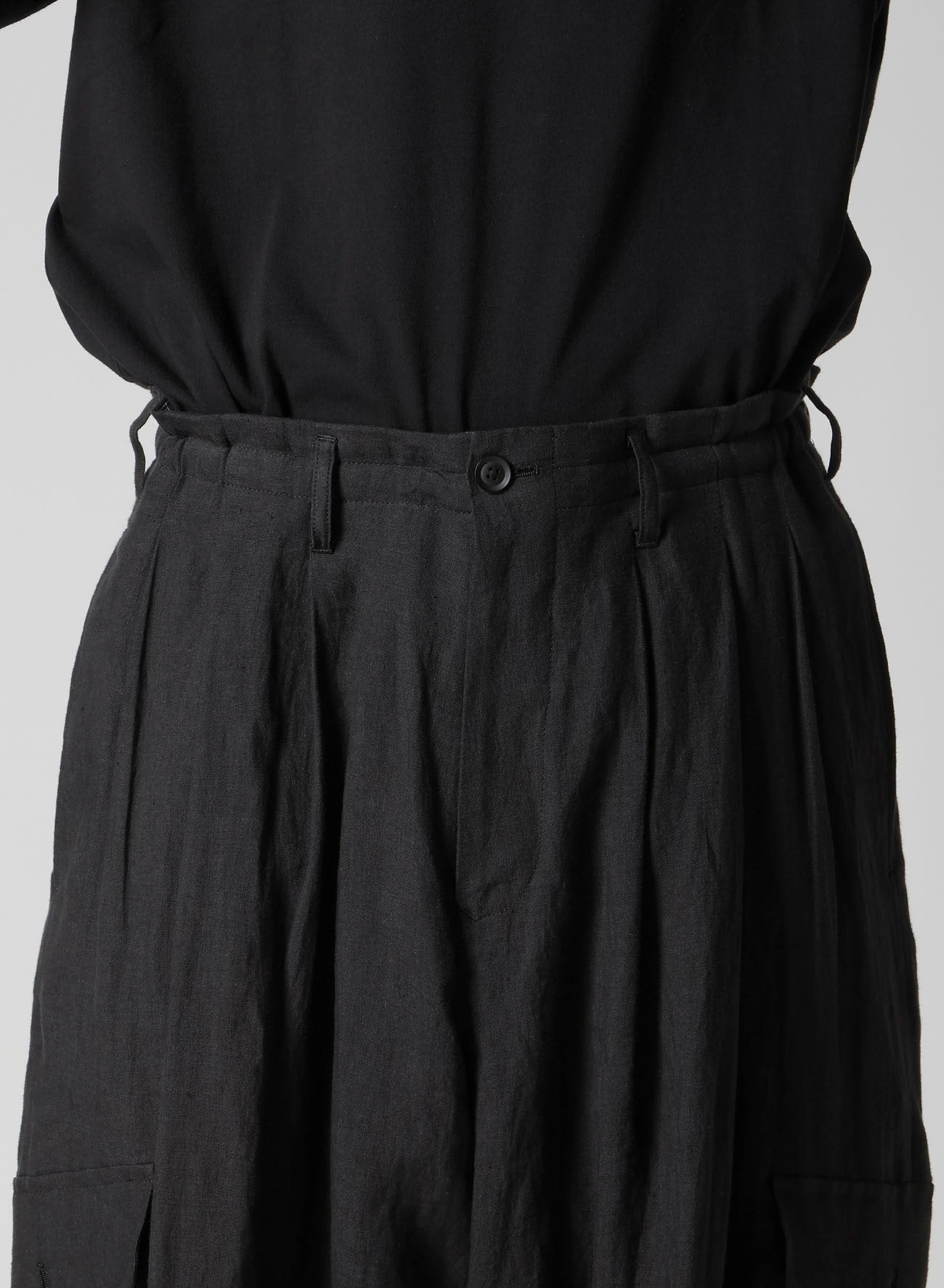 LINEN CLOTH ADJUSTABLE HEM PANTS