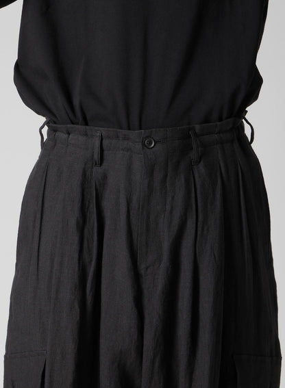 LINEN CLOTH ADJUSTABLE HEM PANTS