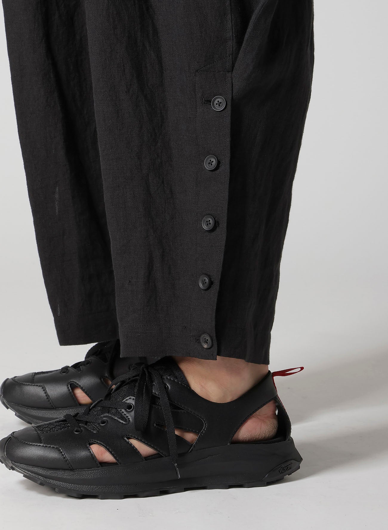 LINEN CLOTH ADJUSTABLE HEM PANTS