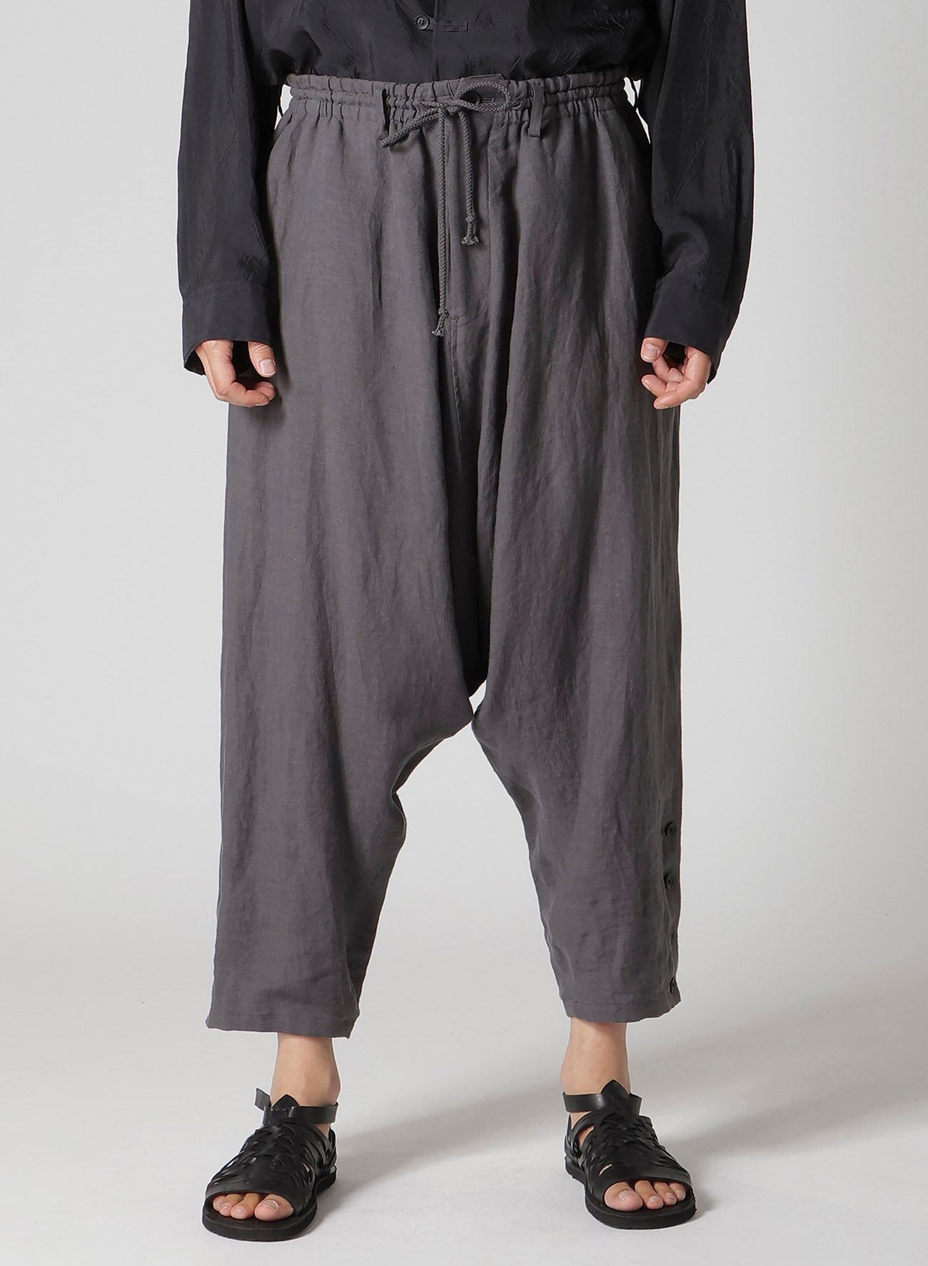 LINEN CLOTH HEM BUTTON SAROUEL PANTS – THE SHOP YOHJI YAMAMOTO