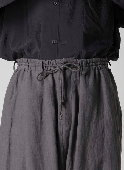 LINEN CLOTH HEM BUTTON SAROUEL PANTS