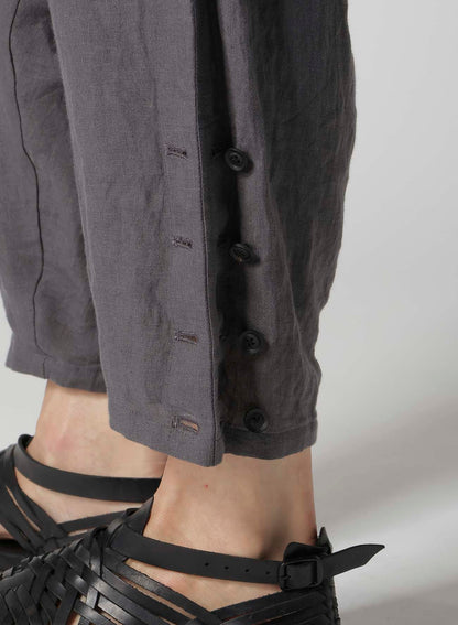 LINEN CLOTH HEM BUTTON SAROUEL PANTS