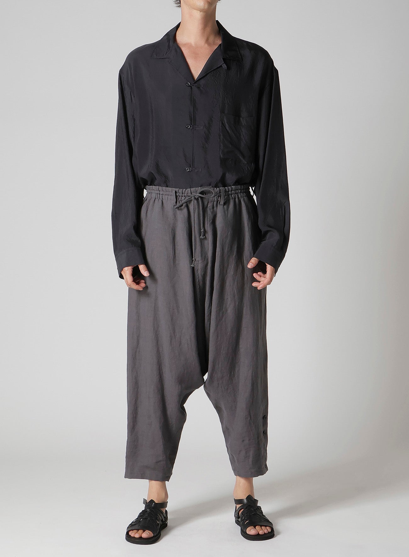 LINEN CLOTH HEM BUTTON SAROUEL PANTS – THE SHOP YOHJI YAMAMOTO