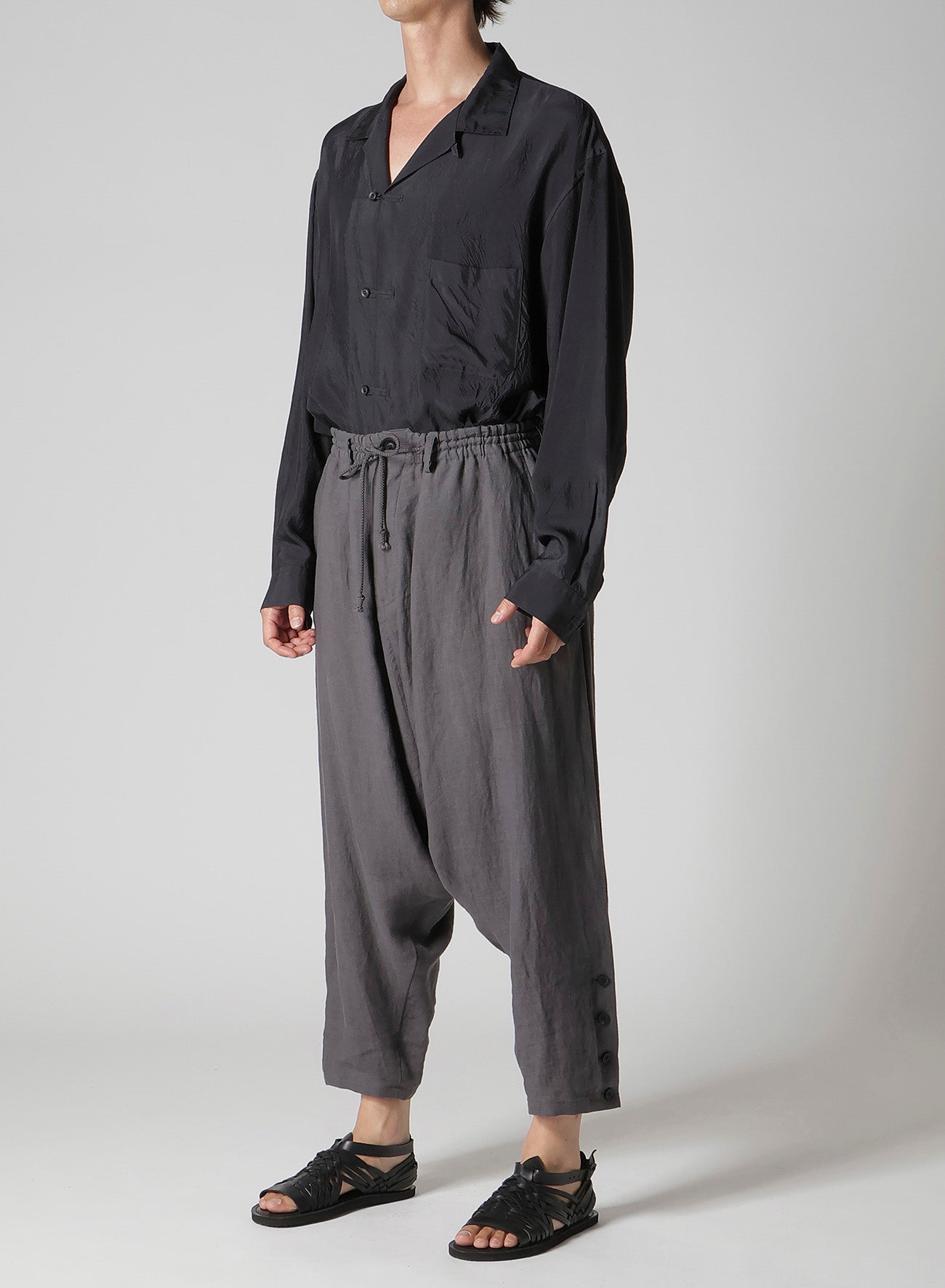 LINEN CLOTH HEM BUTTON SAROUEL PANTS – THE SHOP YOHJI YAMAMOTO
