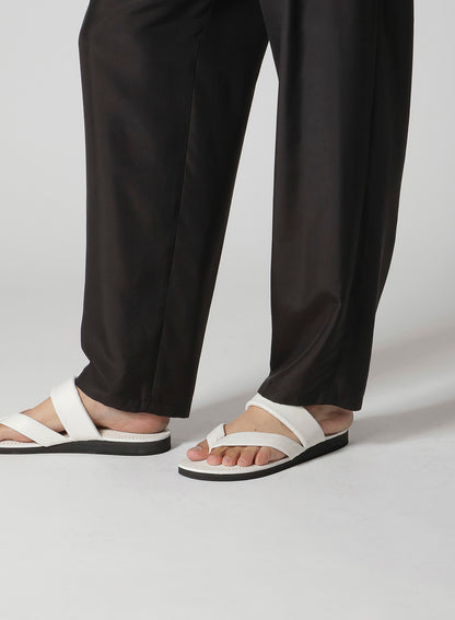 SILK HABUTAE TRIANGLE TAB SLIM PANTS