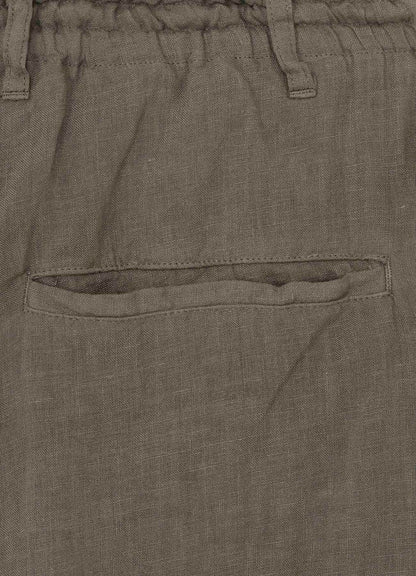 GARMENT-DYED LINEN SIDE TUCK POCKET PANTS