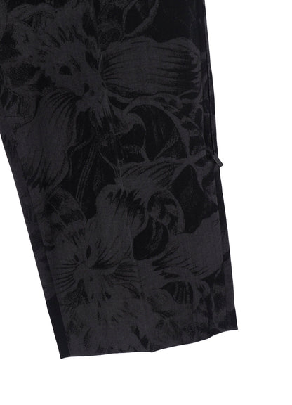 WOOL GABARDINE FLORAL DISCHARGE-DYED LEFT ZIPPER PANTS
