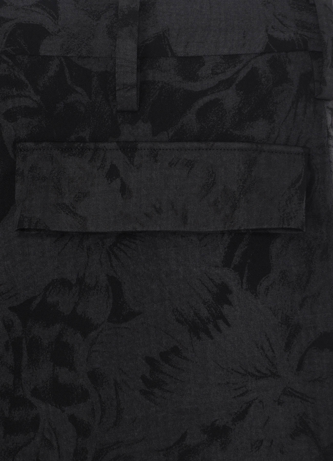 WOOL GABARDINE FLORAL DISCHARGE-DYED LEFT ZIPPER PANTS