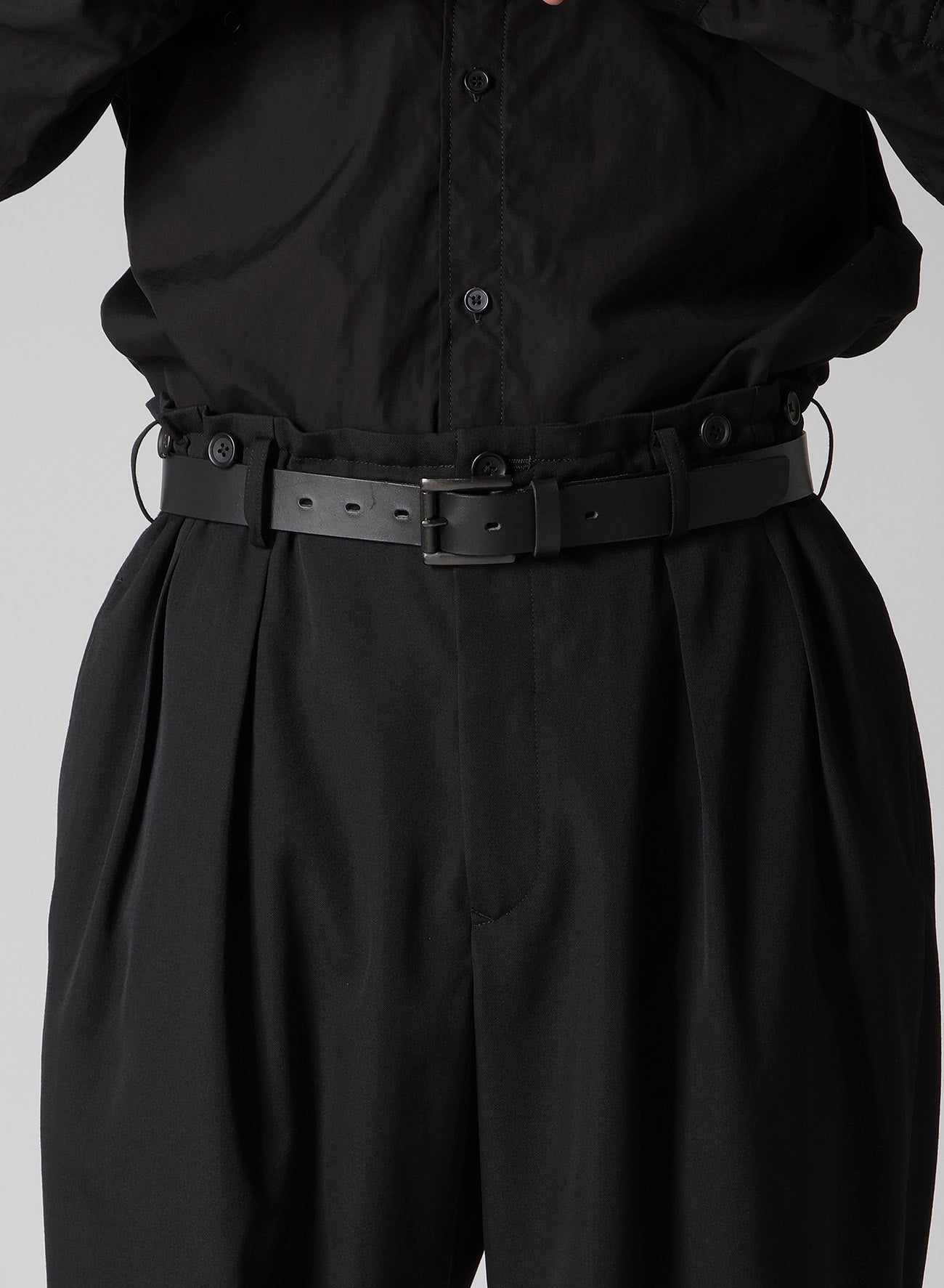 WOOL GABARDINE 2 TUCKS SUSPENDER PANTS