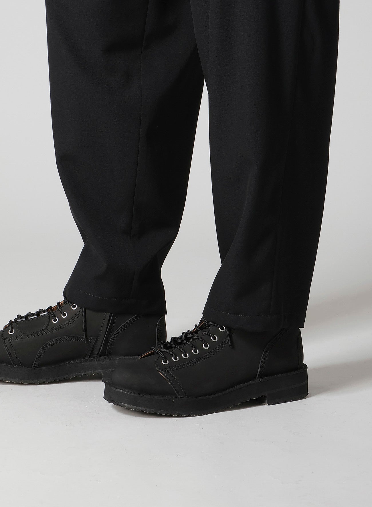 WOOL GABARDINE 2 TUCKS SUSPENDER PANTS