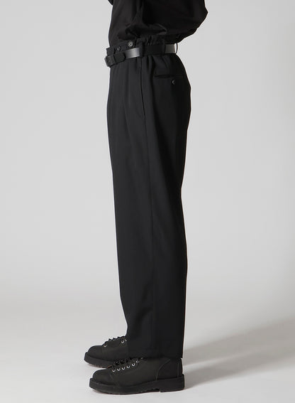 WOOL GABARDINE 2 TUCKS SUSPENDER PANTS