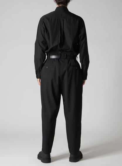 WOOL GABARDINE 2 TUCKS SUSPENDER PANTS