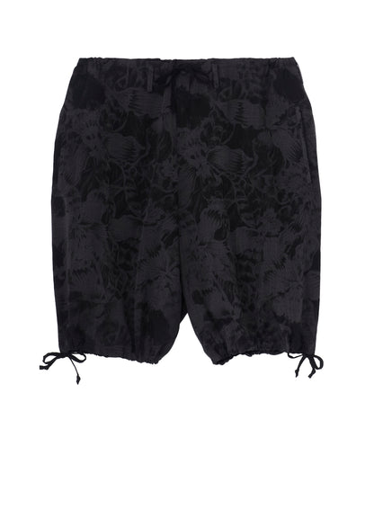 WOOL GABARDINE FLORAL DISCHARGE-DYED SHORT PANTS